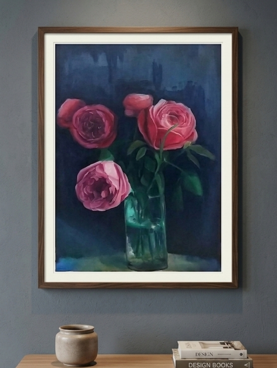 Other - Framed Pink Rose Still Life Wall Art - Home Art